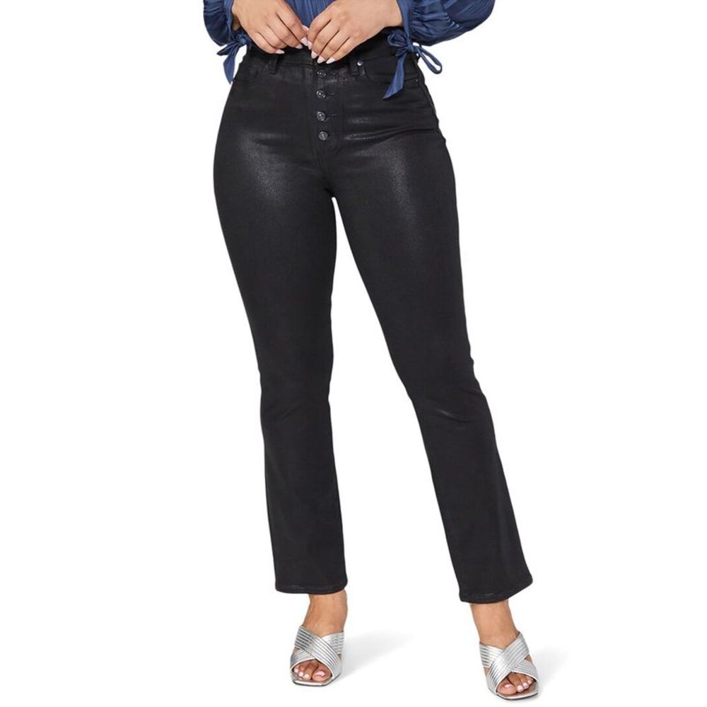 Paige Black Fog Luxe Coating Ultra High Rise Straight Leg Jean